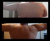 Small progress on my upper back and shoulders, 10 week different between top picture and the bottom picture which is recent, weight has stayed the same but my clothes are already starting to fit a bit better. My goal is basically to feel better about howfrom 10 transparent bra panty nude picture