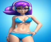 Dj Pon-3 (Blue Bikini Purple Hair) from dj abh
