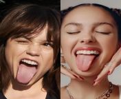 Jenna Ortega vs Olivia Rodrigo. Cum on tongue from olivia sanabia cum