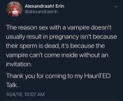 Причина, по которой секс с вампиром не всегда приводит к беременности не в том, что его семя мертво, а в том, что он не может войти (кончить) внутрь без приглашения from Секс с толстой училкой в жопу