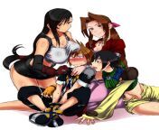 Tifa, Aerith and Yuffie reunite with Sora! from sora woi