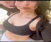 Soundarya Sharma navel in black bra and blue pants with black shirt from bengali babe in black bra sucking flavoured condom covered dick mms 3gp
