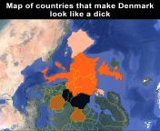 Map of countries that make Denmark look like a dick (allajim ne gusel yaradmisz afruba ile turki ye yi birlesdirince namas gilan.adam cik iyor??????????) from turki com