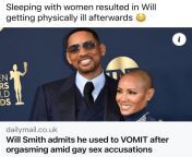 Hell ya Will Smith is so gay that sleeping with chicks made him physically ill from gay hostel sleeping