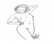 Outline drawing of nude with chisel pen on paper, [OC] from www nude playboy fucking pen