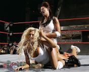 Candice Michelle on top of Torrie Wilson from candice michelle 8211 hotel erotica