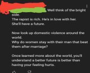 [TW: RAPE] In a discussion about women and girls being forced to marry their rapists from rod rape in