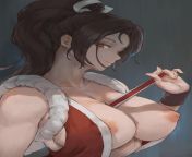 Mai Shiranui nip slip (Tezy8 Art)[King of Fighters] from real candid nip slip of panty