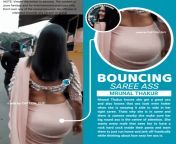 Bouncing saree ass of Mrunal Thakur from aunty back saree ass