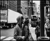 2017 Roll #375, M6 with 50f2.8, Kentmere 400. East 45th Street. NYC (i saw the couple kissing, as I got closer I asked Again ? and they kissed for me) from romentic hot couple kissing