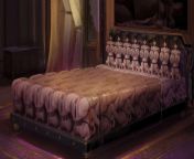 An average bed used by upper-class men in the Empire. Some say the soft whimpering of the girls helps the men fall asleep during tumultuous nights. from secy nude girls strip with men kissing