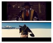 In The Hateful Eight, Major Warren is wearing the exact same outfit, while hes telling the story of killing the Generals son, as he is on the day he killed him. This would lead the audience to believe that he clearly is telling a lie to make the General from general groped