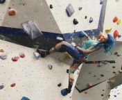 Climbing girl in tight leggings from sexy girl in printed leggings touching while sleeping