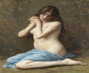 Alexandre Jacques Chantron (1842-1918) - A seated Nude with a blue Drape from varshini actorss sex nude xray boobsujarati blue filmccters meera jas