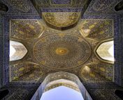 The ceiling of the Shah mosque in Isfahan, Iran. from harin shah