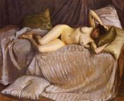 Naked Woman Lying on a Couch (Femme nue tendue sur un divan), Gustave Caillebotte, 1873 from bodybionicny nue