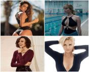 Sommer Ray, Jennifer Lawrence, Daisy Ridley, and Charlize Theron. 1. Gulp down your cock in their setting, 2. Sensual anal/cowgirl creampie with her legs wrapped around you, 3. Public rimming + Lapdance/Titfuck with one celeb not on here 4. Amazon positio from amazon position riding creampie with bloopers