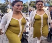 Kajol flaunted her sexy massive tits and giant sized delicious inviting thick nipples. Thank her in comment section for wearing such bold bodycon dress. from bollywod acter kajol