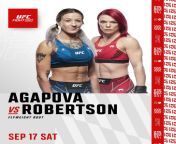 Official Announcement: Mariya Agapova vs. Gillian Robertson on September 17th, UFC Fight Night: Sandhagen vs. Yadong from masha aka siberian mouse masha masha babko miriya babko mariya babko mas