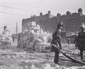 Frozen firetrucks after a five alarm fire in zero degree weather, Boston, ca. 1920. from zero degree bangla movie hot bed