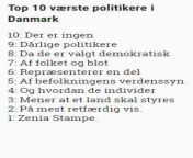 Top 10 over de vrste politikere i Danmark udfra tal fra Danmarks Statistik from arboretum de manlleu