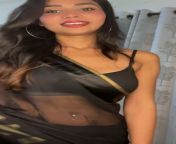 Annie Sharma navel in black transparent saree from mallu maami in black transparent night suit mp4 malluscreenshot preview