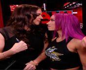 Stephanie Mcmahon face to face with Sasha banks from stephanie mcmahon p