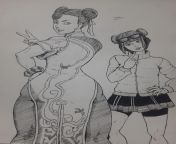 Chun-li and Li-Fen on paper by me. from aaunty and li