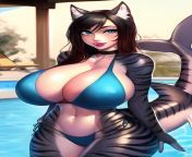 Shark infested waters! Tiger-Shark girl from changed tiger shark