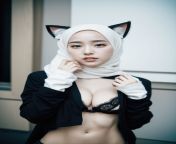 Alluring Hijab Catgirl AI from cewek gendut hijab jilbab pamer memek