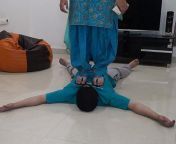 Pakistani Mistress Zoya Trampling Me With Her Full Weight. Do you Think you can handle her on your chest ? from pakistani mistress punishment