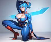 blue eyes, ((blue supergirl costume)), ((spandex suit)), (tight clothes), sexy, (light blue hair), (short), (long ponytail), full body, makeup, ((stuck)), ((lowered pants)), exposed vagina, from 3gp hindi sexy movieoodia blue film xvideow school sax