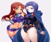 Legendary anime queens [Teen Titans GO] (Starfire and Raven) from teen titans anime