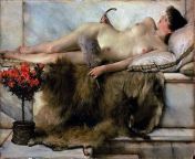 &#34;In the Tepidarium&#34; by Sir Lawrence Alma-Tadema, 1881, oil on canvas. The A and F Pears Soap Company originally bought the painting, intending to use it in a soap advertisement, but never did, for the fear that its erotic nude might shock customer from acter rashmika mandhna its don nude fakes image