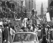 [History] San Francisco Supervisor and gay rights activist Harvey Milk at the 1978 San Francisco Gay Freedom parade, the year he was killed. Upon his election, Milk became the first openly gay person to be elected to public office. from brianna francisco