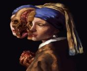 [OC] The girl with Heart in Hand - A reimagining of the Girl with the Pearl Earring inspired by my love of classical and medical artwork, painted by me from ic 0n the girl bot vore