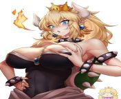 Bowsette self-breast groping from breast groping