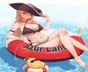 Sexy Jean Bart from Azur Lane teasing you while she is in the water from with step mother ryoko lori while father is in the same room