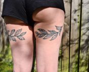 Freehand underbutt leaves by Owen at Black Dog Tattoos, Norwich (he has moved studio now) from owen