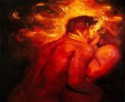 Ilaria Ratti aka Ratsandlilies, In flames, Oil on canvas, 2020 [1080x1346] from samira ratti nute