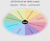 [selling] 1 Spin on my Spin the Wheel&#36;20?You can win 1 free panty, free onlyfans membership, 10 min custom, bundle of 10 xxx videos, Kik sext session &amp; so much more!? Kik me @katsquirts from indn girl 10 xxx videos mp4