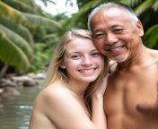 Asian Man White Female Lovebirds on an intimate tropical vacation (AI-generated realistic) AMWF from man fucking female sophie