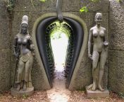 The entrance to Victors Way Indian Sculpture Park at Wicklow, Ireland. The serpent and the passageway are intended to be exactly what they appear to be only with teeth. NSFW from indian college park hedan