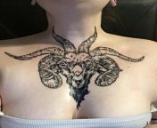 My Six-Horned Goat Head Chest Piece by Mark Duhan at Skin Deep Ink in New Milford, CT! from kabir duhan