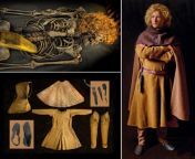 The Bocksten Man is the remains of a man murdered in the 14th century CE and found in a bog in Sweden. The pictures on the left show the body as well as the original garments found with it, and the picture on the right is a reconstruction of what he may h from ms inday in sweden