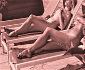 Katee Sackhoff and Tricia Helfer nude sunbathing from tricia baltazar nude videos