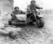 Nazi cyclist lies dead near his vehicle after surprise night attack by battalion of the 104th Division, 1st U.S. Army, Morschenich, Germany. In side car is Pfc. Norman E. Drake and driving is Isaac C. Snow. 26 February 1945. 1st Battalion, 113th Infantryfrom 12 girl and 80 man sex surat ke chodixx sex kajal tamanna anushka