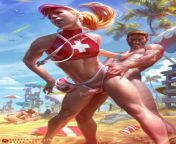 As a life guard, its my duty to save and satisfy the people in my beach. Femboy Life-Guard (OC) from naked people in a beach