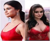 Would you rather.. (1) Titfuck Ariel and cum on Selena face, OR (2) Blowjob from Selena and cum on Ariel tits? from selena gomz