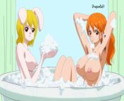 nami and carrot taking a shower from onepiece nami and momonosuke hentai